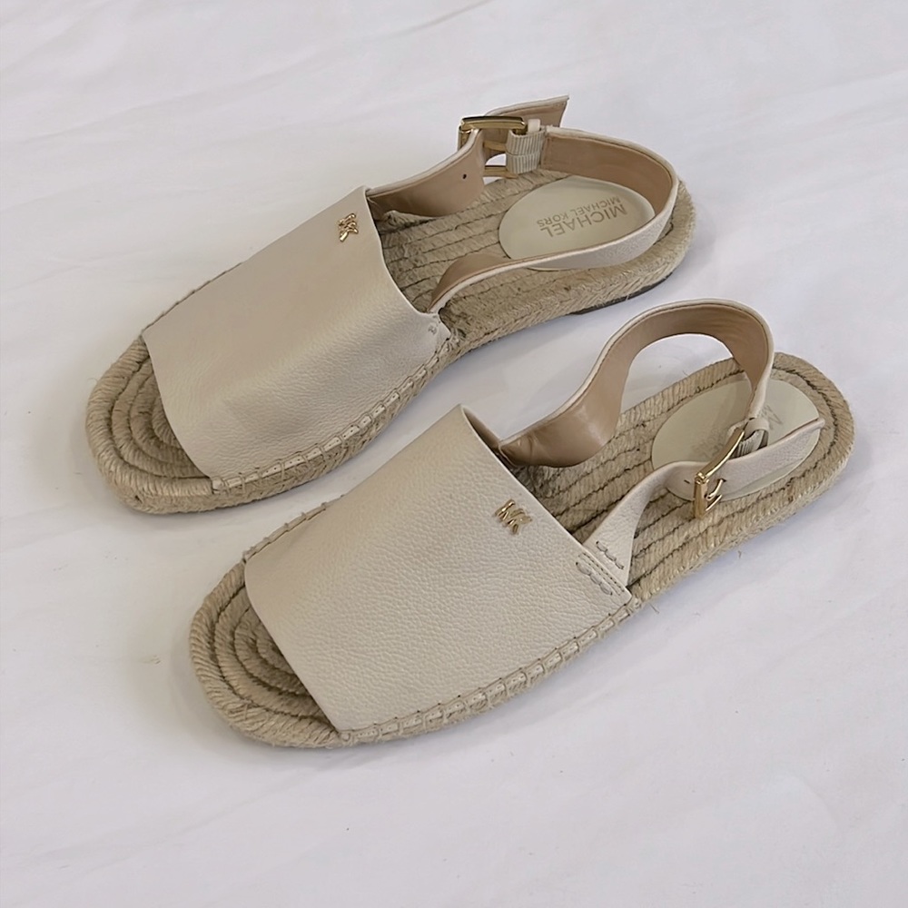 Michael Kors cream leather espadrille sandals size 6.5